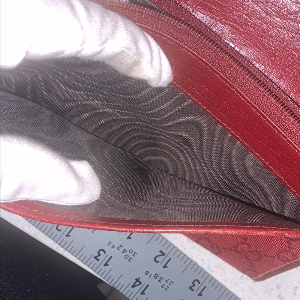 Gucci Red Leather bamboo wallet with silver Hardware - Picture 8 of 10